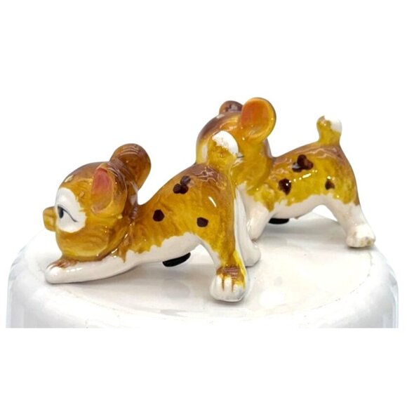 VTG LION CUBS SALT & PEPPER SHAKERS CERAMIC TAN WHITE HAND PAINTED KRIESS - Picture 4 of 6